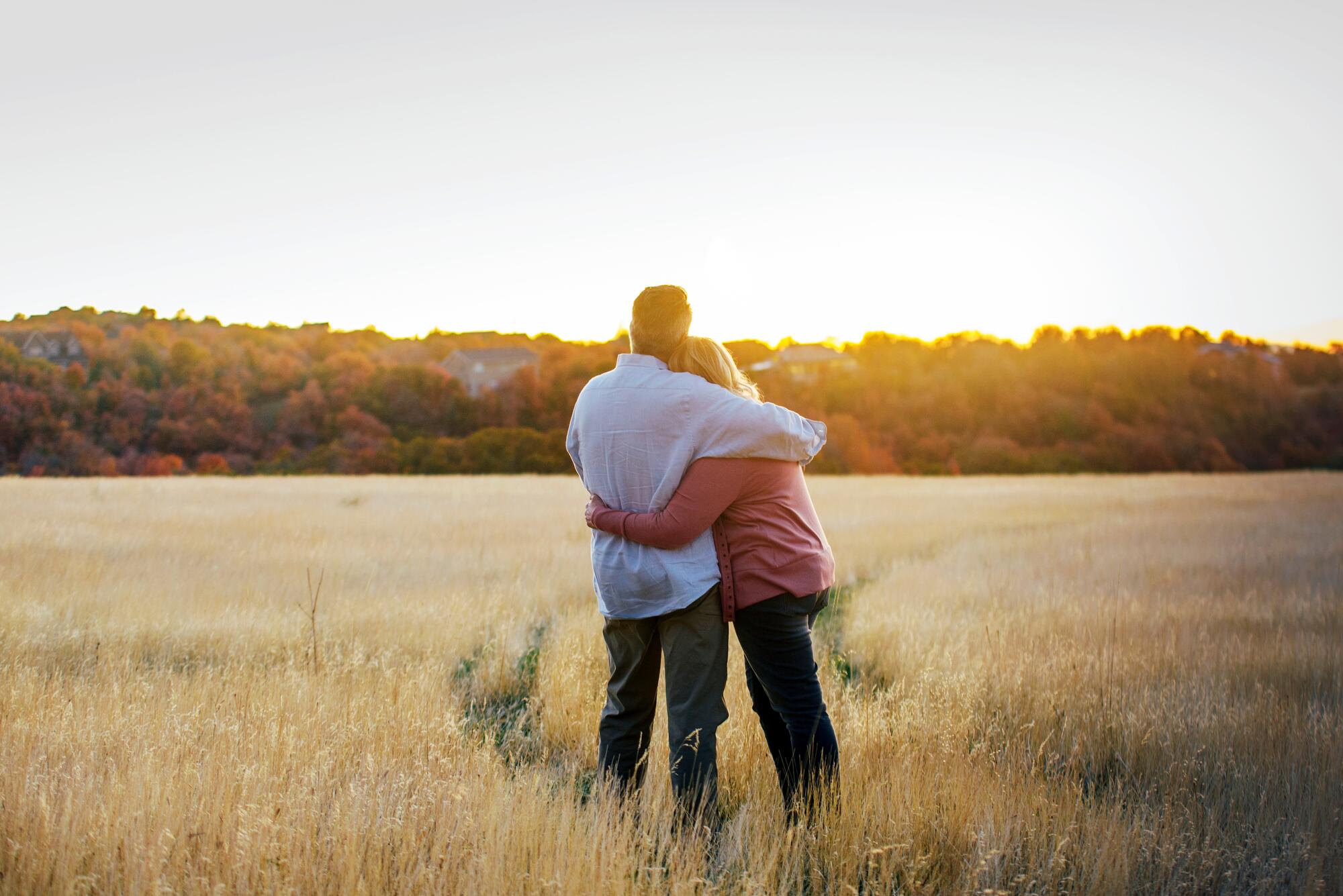 mature couple embrace