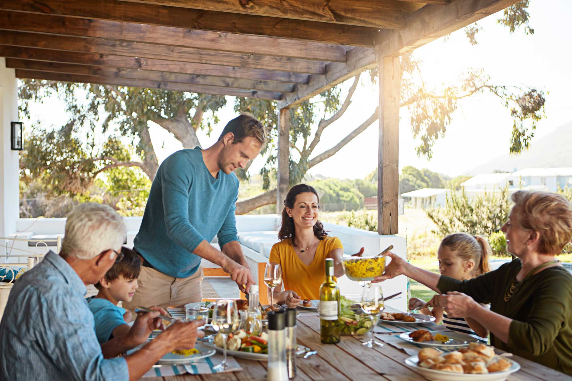 family dinning outdoor